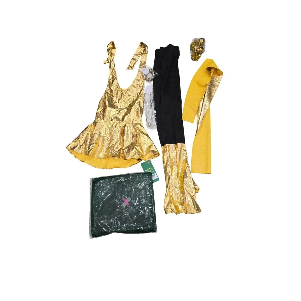 DROFE Gold Batgirl Costume Set Halloween‎ Cosplay Party Girl Size S